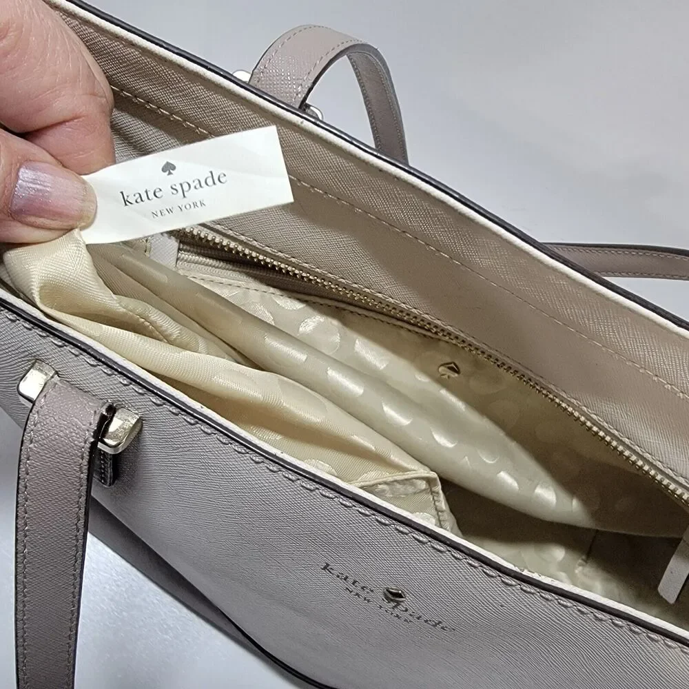 Kate‎ Spade Large Grand Street Harmony Colorblock Tote in Cream and Dove Gray